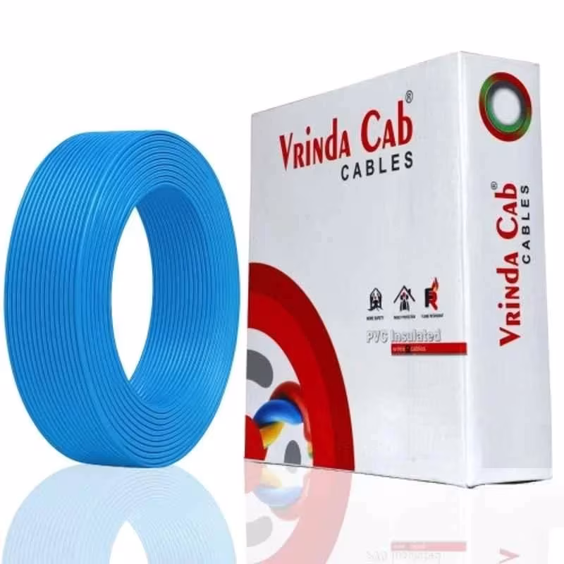 Vrinda Cab 4 Sqmm Blue Single Core FR PVC Insulated Flexible Electrical Wire, Length: 45 m