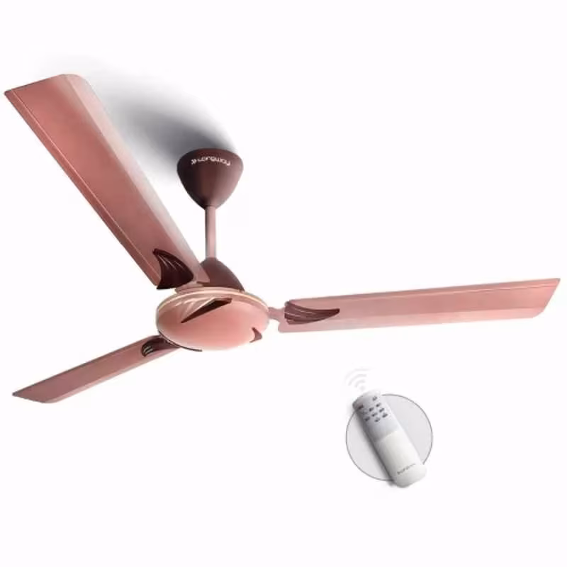 Longway Creta 1200mm 3 Blade Ceiling Fan with Remote Control, Rusty Brown Colour with 2 Year Warranty