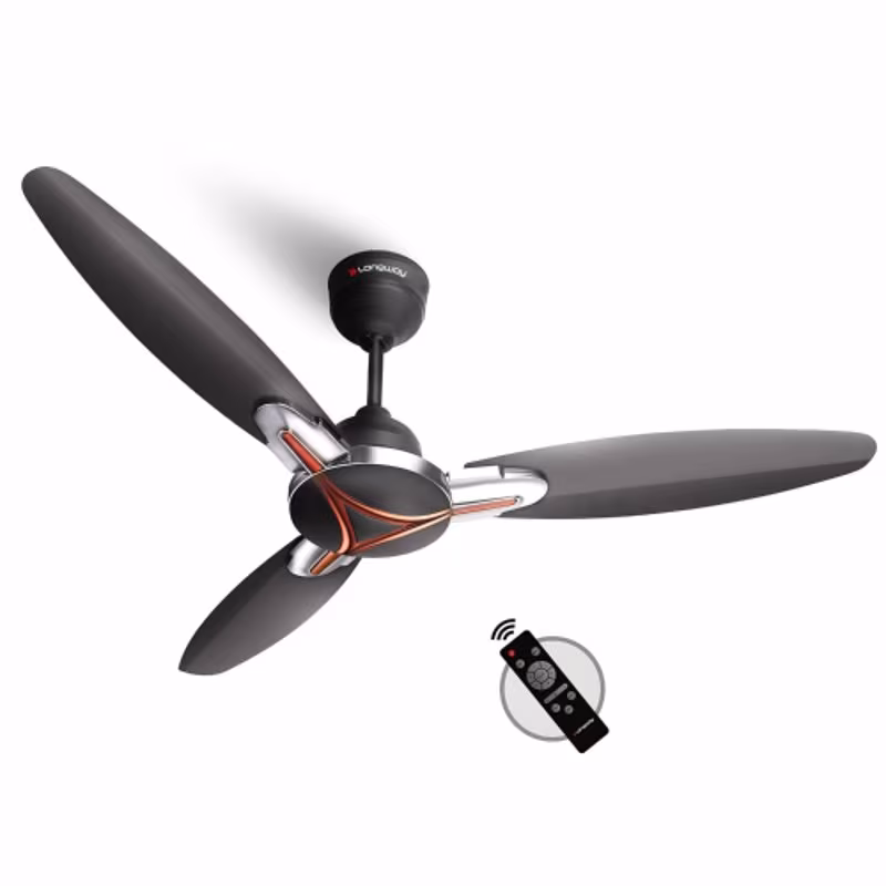 Longway Zephyr 28W 3 Blade 5 Star Ultra High Speed BLDC Ceiling Fan with Remote | Anti Dust | Smoked Brown | 1200 mm Sweep | 3 Years Warranty
