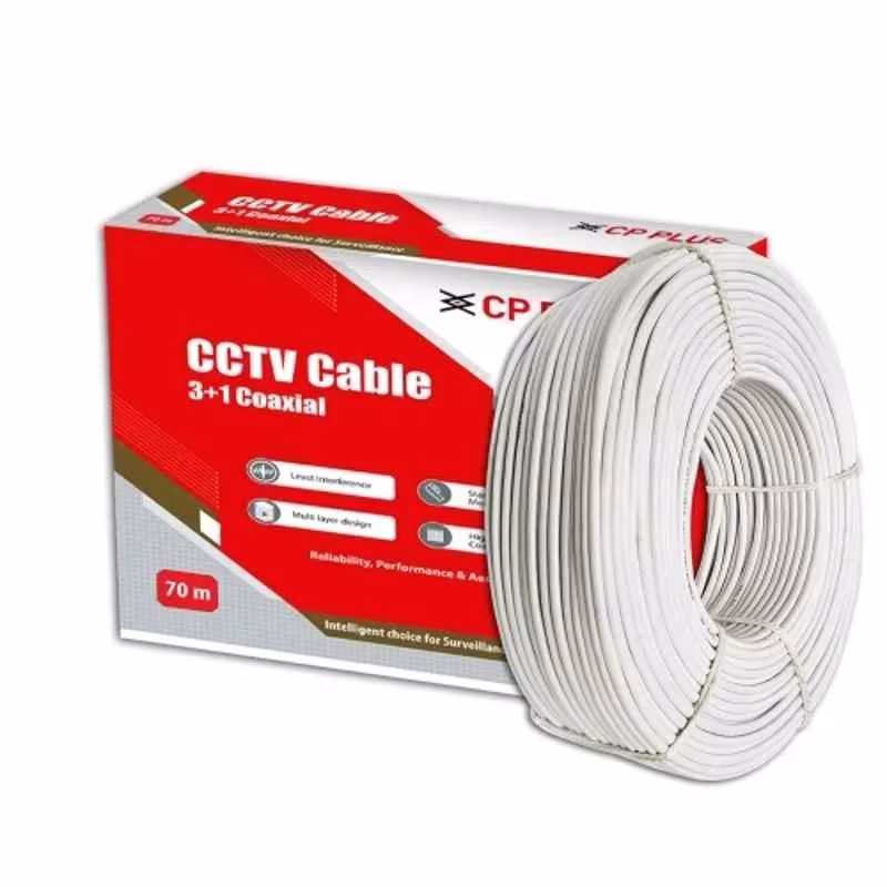 CP Plus 70m 3+1 Copper Conductor White Coaxial CCTV Cable for Security & Surveillance, CP-ECC-70R