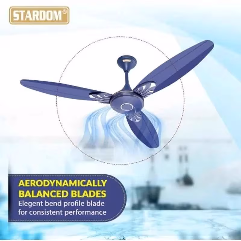 Stardom Racer Vitara 55W 410rpm Met Blue 3 Blade Ceiling Fan, Sweep: 1200 mm | 2 Years Warranty