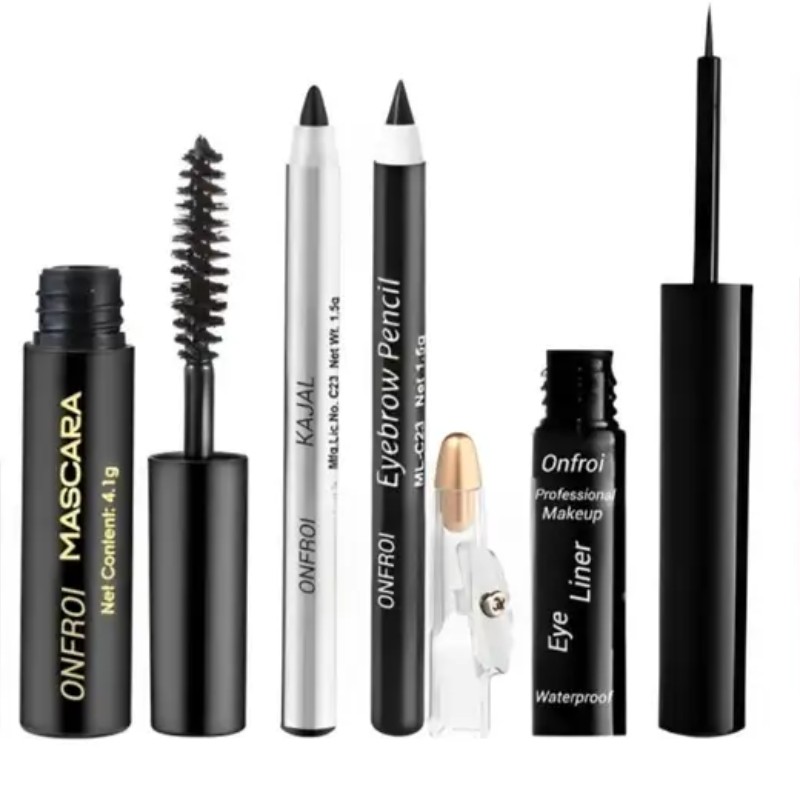 Onfroi Professional Eye Liner Mascara, Kajal, Waterproof 36h Eyeliner  Lipstick (5 Items in the set, 16 ml)