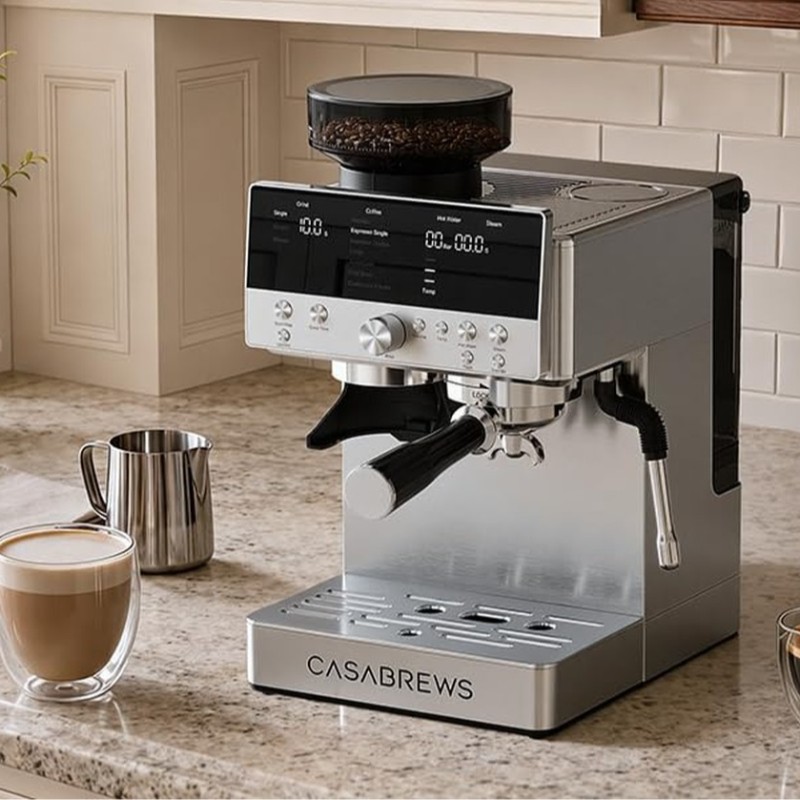 CASABREWS MARENZA Espresso Machine with Built-in Grinder and Steam Wand