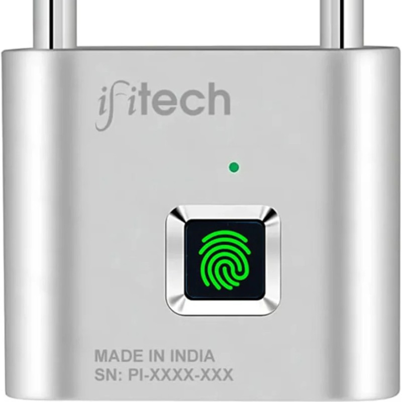 (Copy) IFITech Smart Fingerprint Padlock, Biometric Keyless Lock with 20 Fingerprint Storage, Rechargeable | Ideal for Homes/Office/Travel (Small) Smart Door Lock (Grey)