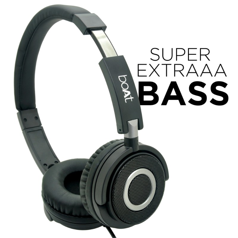 BOAT Bass Head 910 Over The Ear Headphone With Mic (Carbon Black)