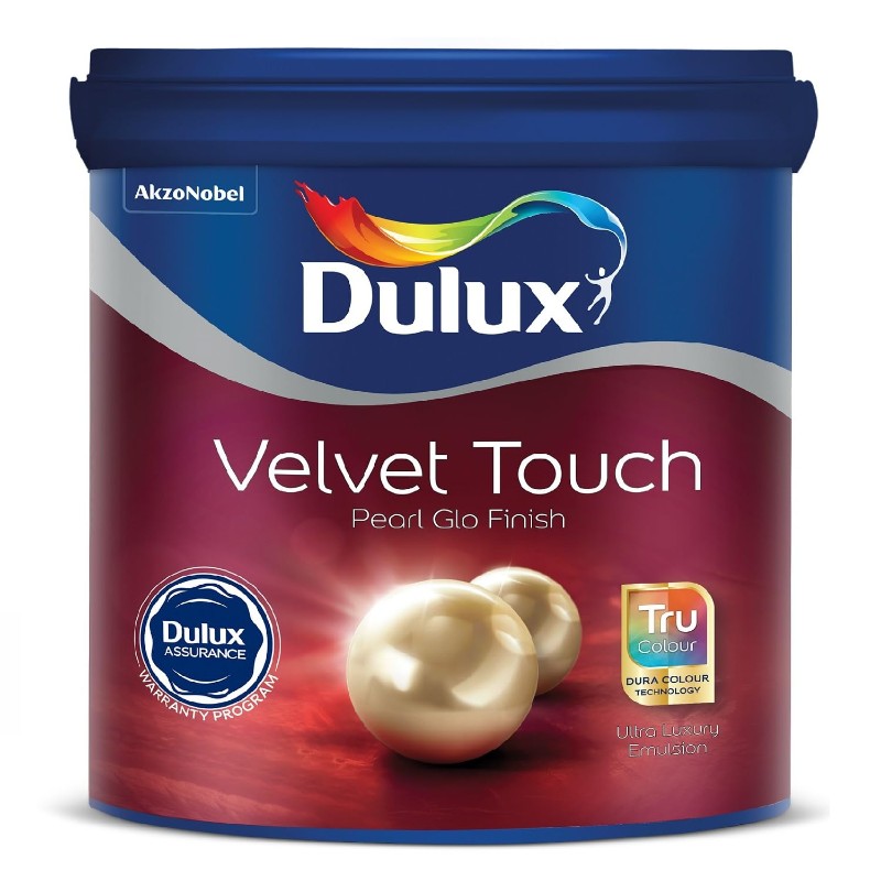 Dulux Velvet Touch Pearl GLO Interior Emulsion Paint (1L, White) – Luxurious soft-sheen wall paint, highly durable, washable, rich, intense colors, with 6-year warranty