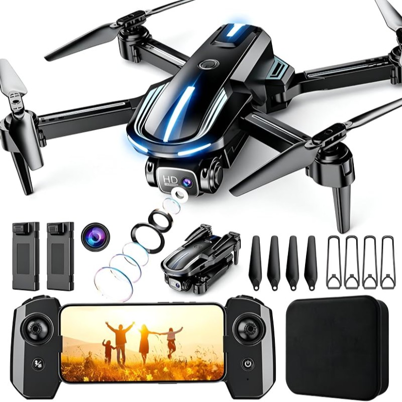 Drone with Camera for Adults Beginners Kids, Fun 1080P Foldable Mini Drone for Exciting Indoor Outdoor Play, RC Quadcopter with 2 Batteries, One Key Start, Easy to Fly, Altitude Hold, 3D Flips
