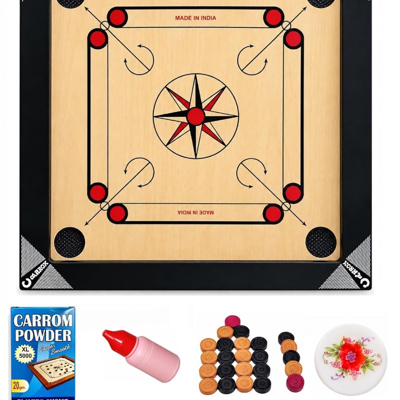 REDANT Carrom Board with Coin,Striker and Powder (20 Inch Gold)