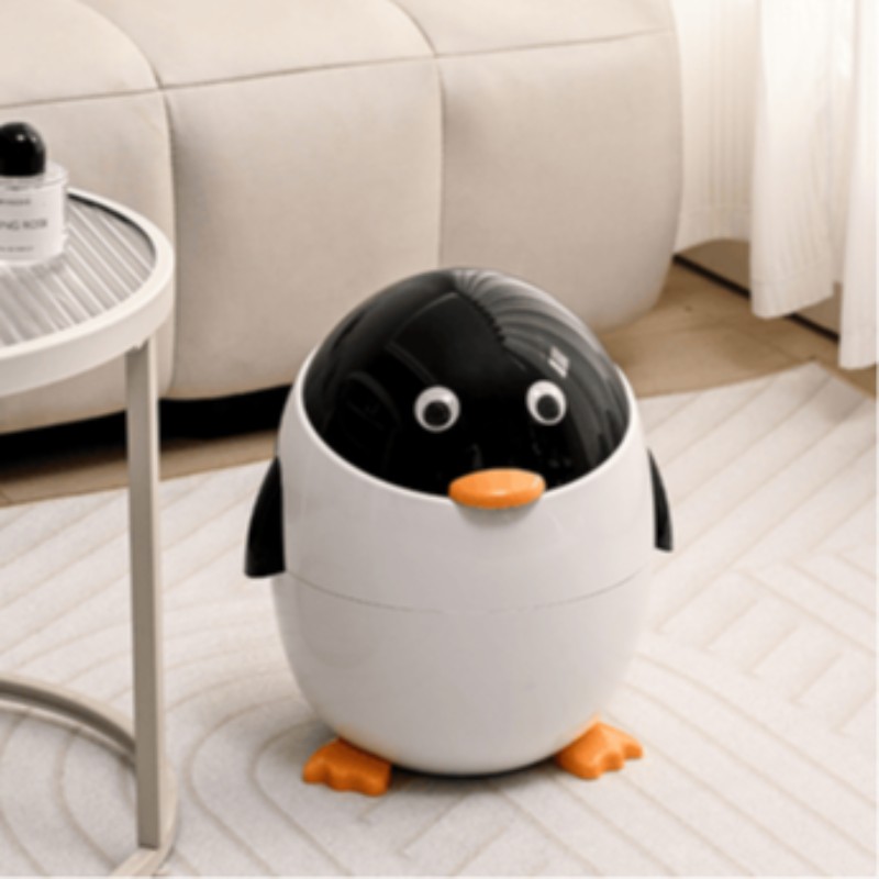 Multi-Functional Cartoon Penguin Style Double Barrel Trash Bin(6L)